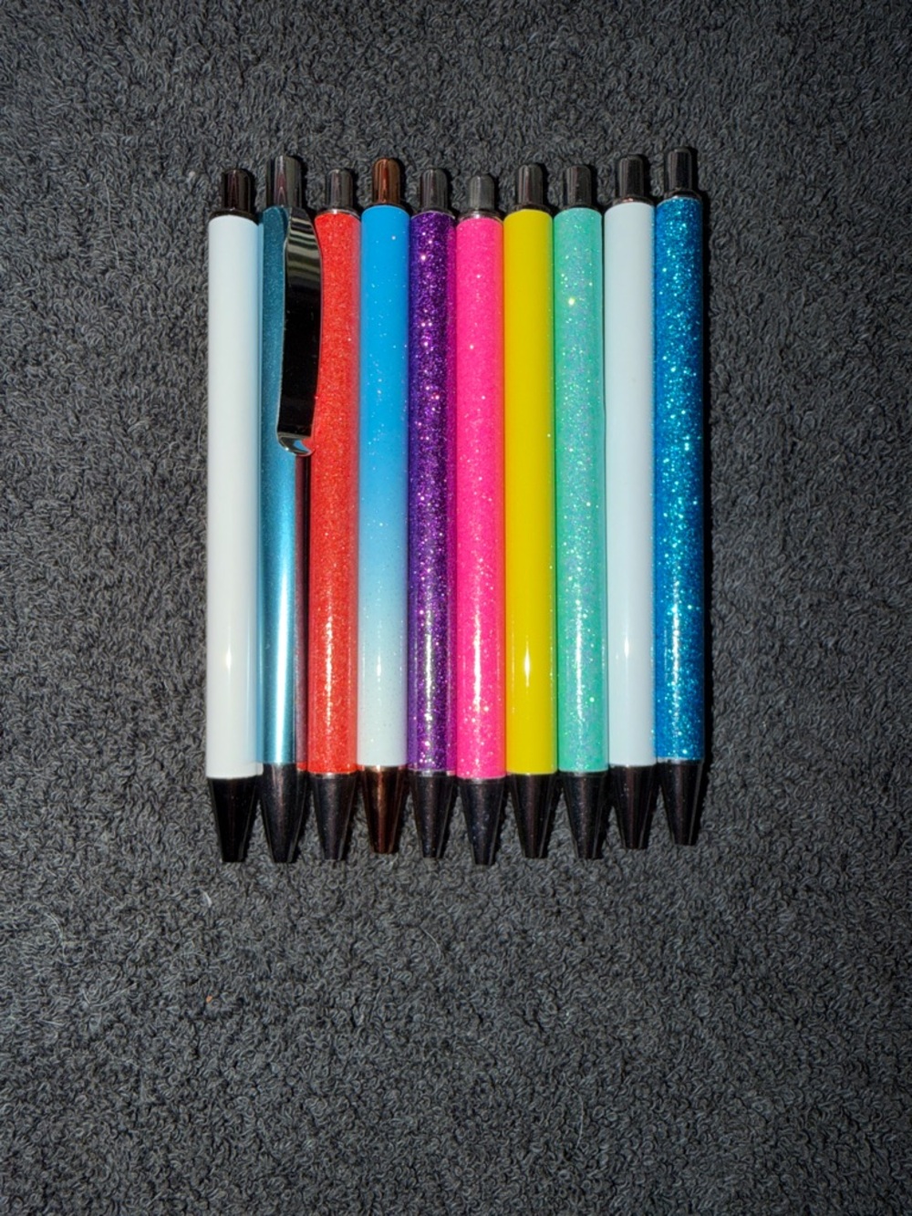 Assorted Glitter Click Pens for pen wraps - Multicolor Set